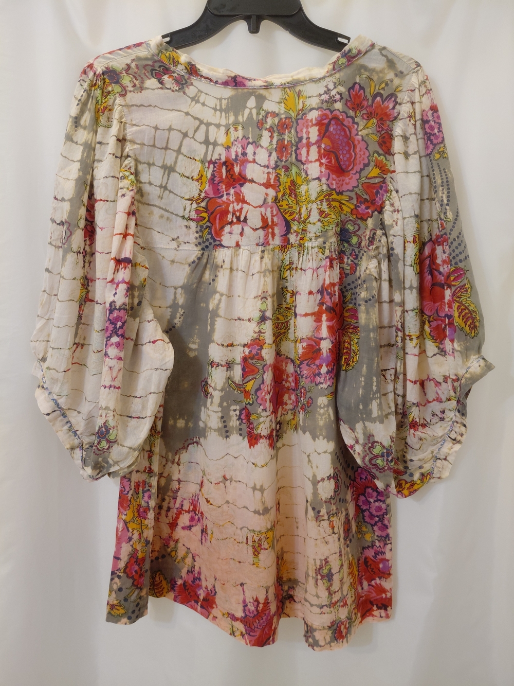EUC Sz M Tianello Multicolor Floral Boho Tie Dye Embroidered Peasant - Picture 2 of 11